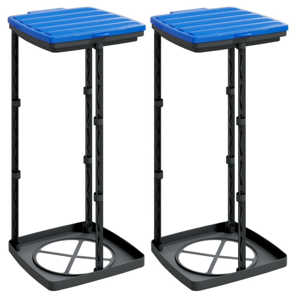 vidaXL Suporturi saci de gunoi, 2 buc., negru și albastru, 60 L, PP vidaXL Suporturi saci de gunoi, 2 buc., negru și albastru, 60 L, PP