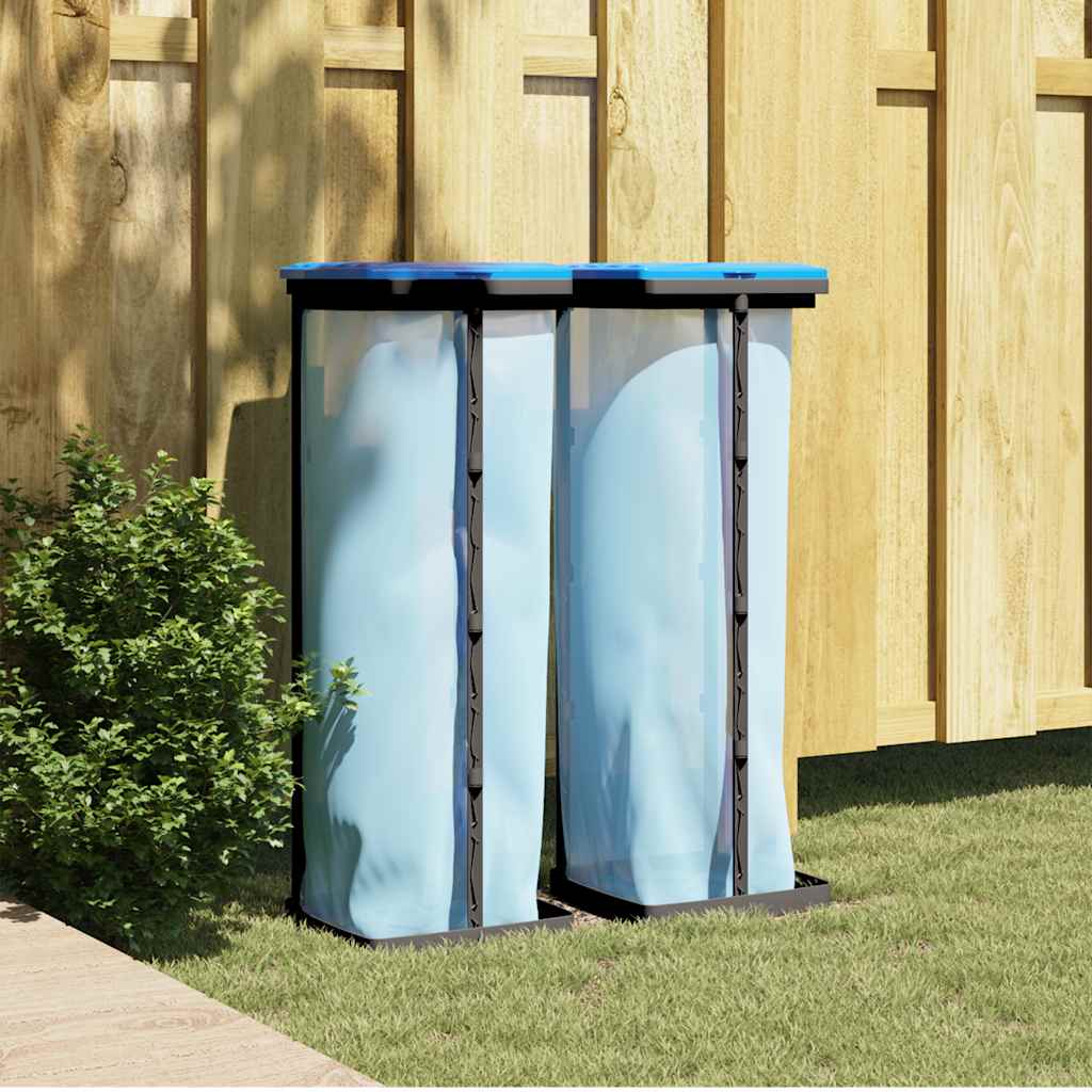 vidaXL Suporturi saci de gunoi, 2 buc., negru și albastru, 120 L, PP vidaXL Suporturi saci de gunoi, 2 buc., negru și albastru, 120 L, PP