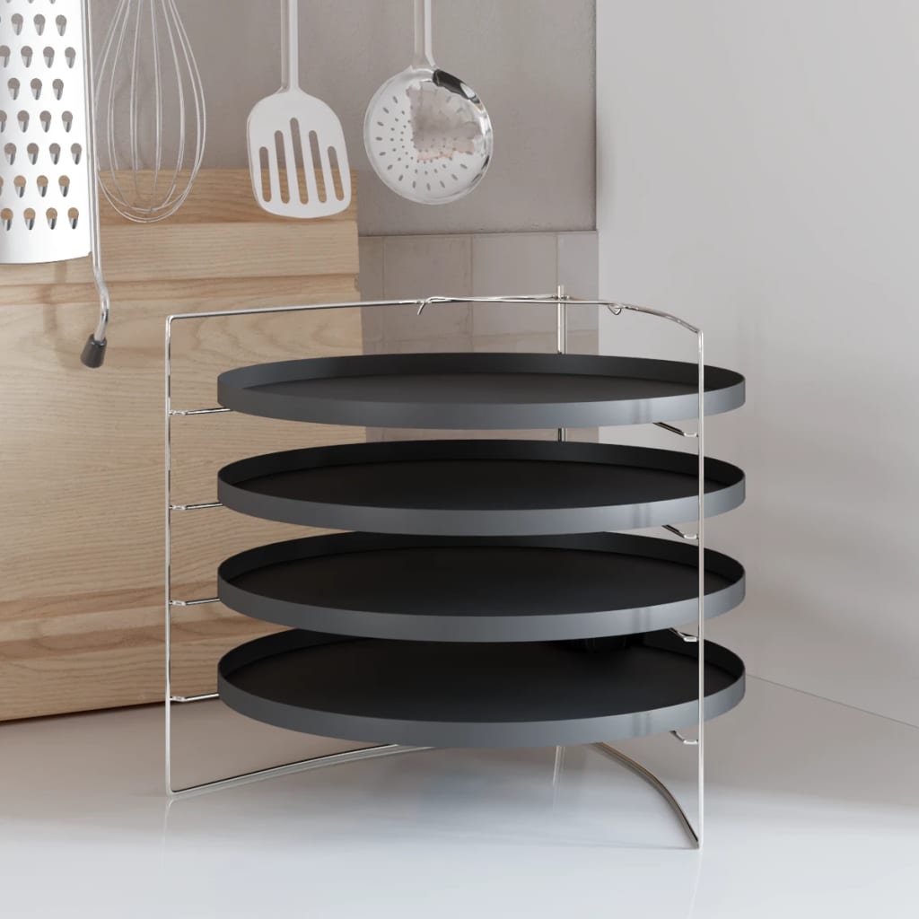 vidaXL Tăvi pentru pizza, 4 buc., cu suport, Ø 28 cm, oțel vidaXL Tăvi pentru pizza, 4 buc., cu suport, Ø 28 cm, oțel