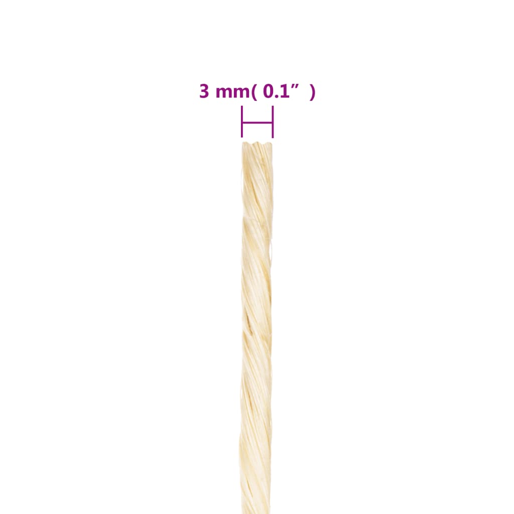 vidaXL Frânghie, 2000 m, sisal 100%, 3 mm vidaXL Frânghie, 2000 m, sisal 100%, 3 mm