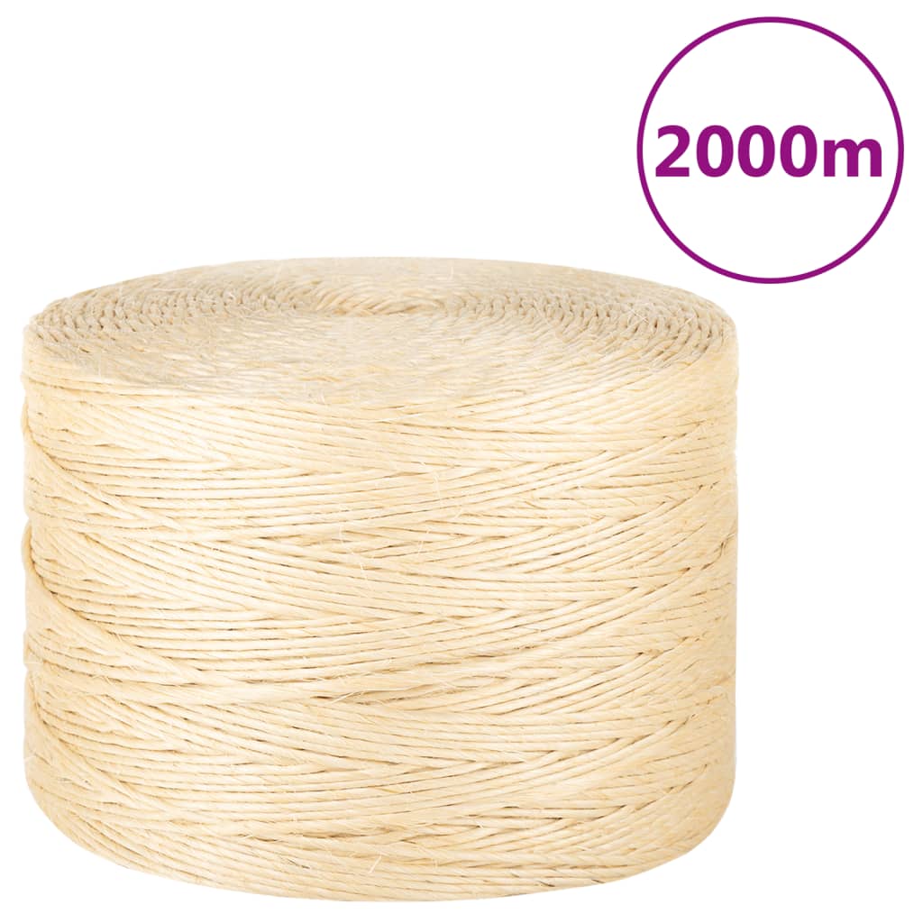 vidaXL Frânghie, 2000 m, sisal 100%, 3 mm vidaXL Frânghie, 2000 m, sisal 100%, 3 mm