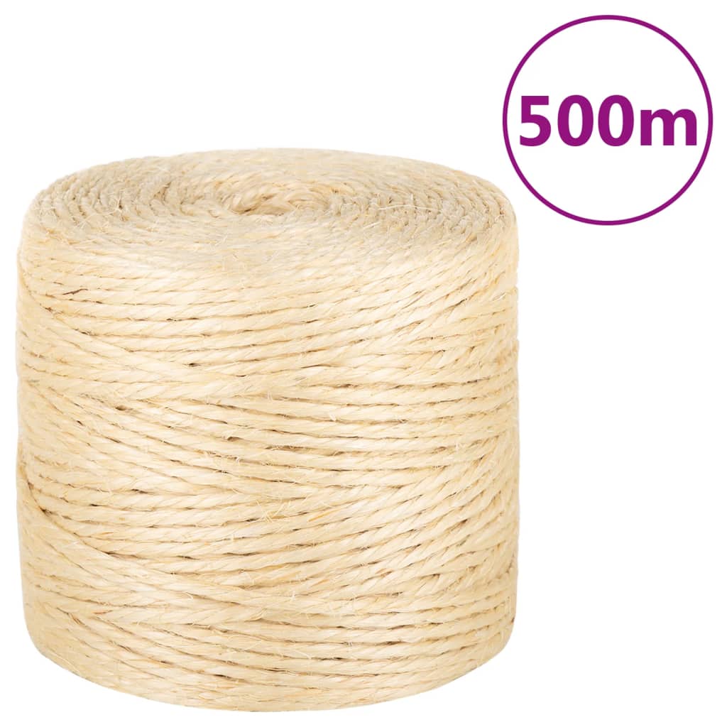vidaXL Frânghie, 500 m, sisal 100%, 4 mm vidaXL Frânghie, 500 m, sisal 100%, 4 mm