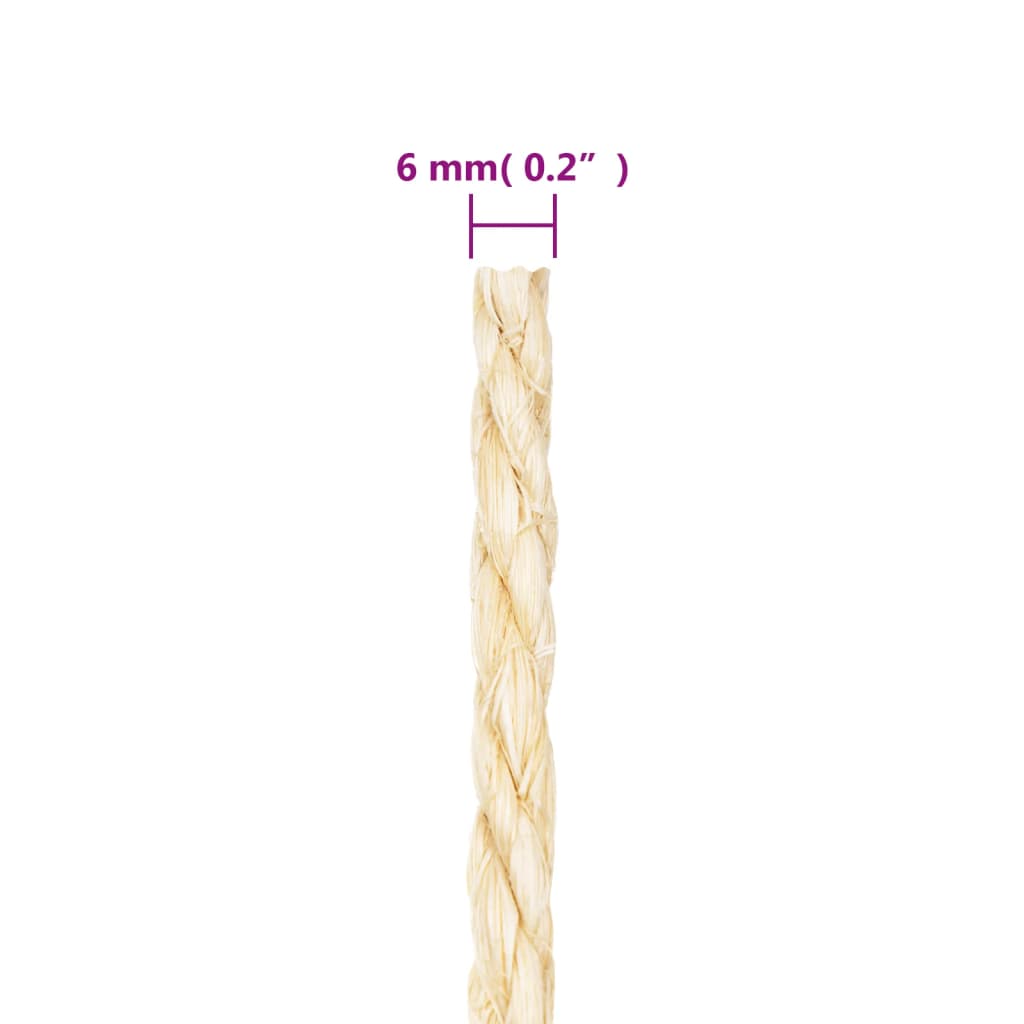 vidaXL Frânghie, 25 m, sisal 100%, 6 mm vidaXL Frânghie, 25 m, sisal 100%, 6 mm