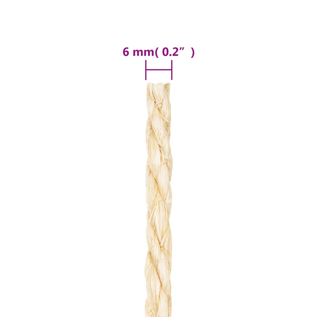 vidaXL Frânghie, 50 m, sisal 100%, 6 mm vidaXL Frânghie, 50 m, sisal 100%, 6 mm
