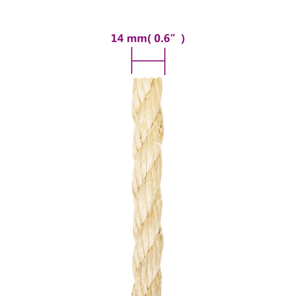 vidaXL Frânghie, 25 m, sisal 100%, 14 mm vidaXL Frânghie, 25 m, sisal 100%, 14 mm