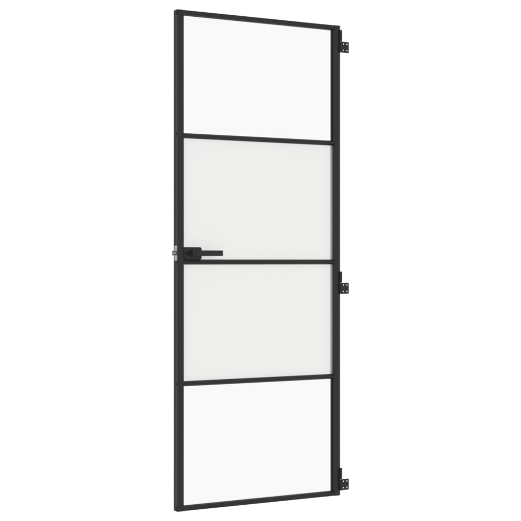 vidaXL Ușă de interior negru 76x201,5 cm sticlă securiz./aluminiu slim