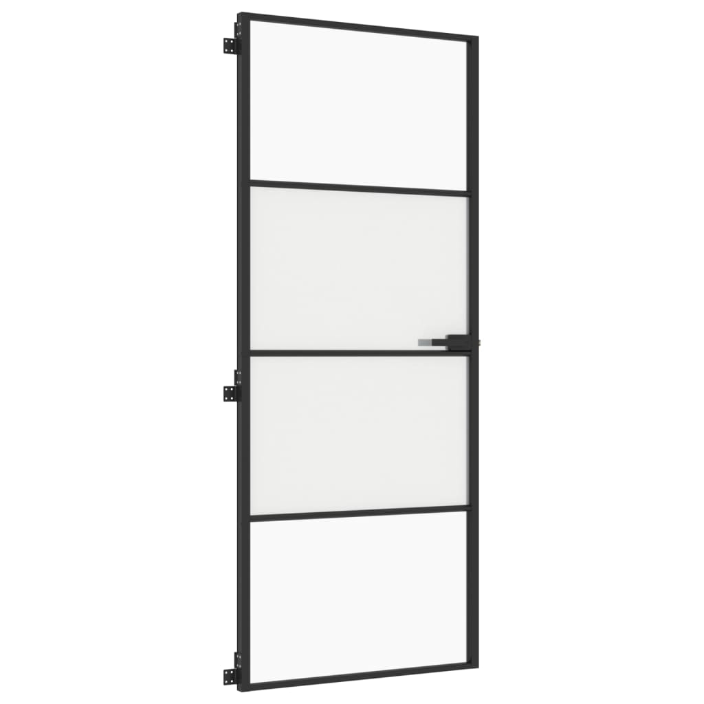 vidaXL Ușă de interior negru 83x201,5 cm sticlă securiz./aluminiu slim