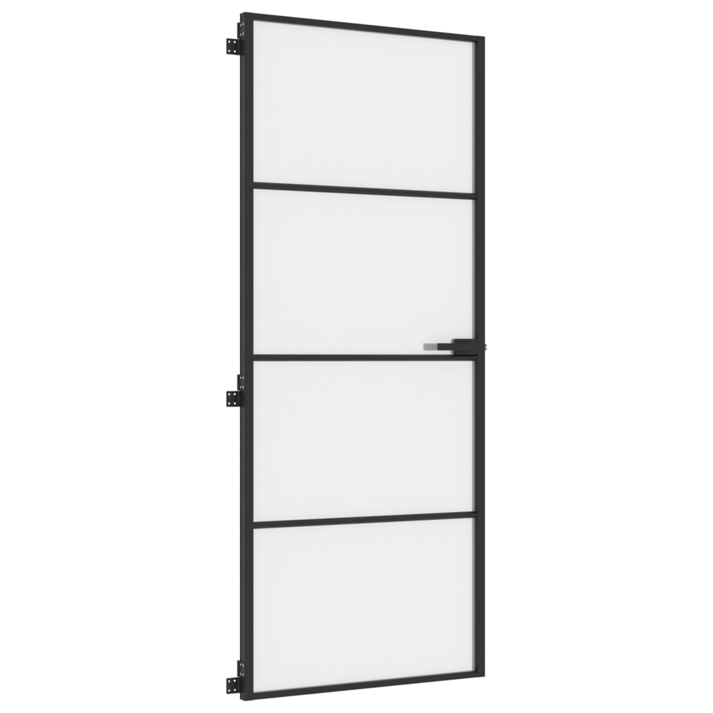 vidaXL Ușă de interior negru 83x201,5 cm sticlă securiz./aluminiu slim