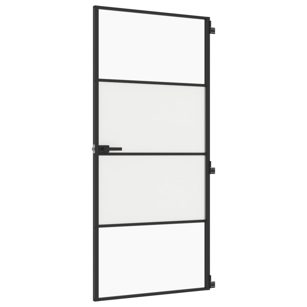 vidaXL Ușă de interior negru 93x201,5 cm sticlă securiz./aluminiu slim vidaXL Ușă de interior negru 93x201,5 cm sticlă securiz./aluminiu slim