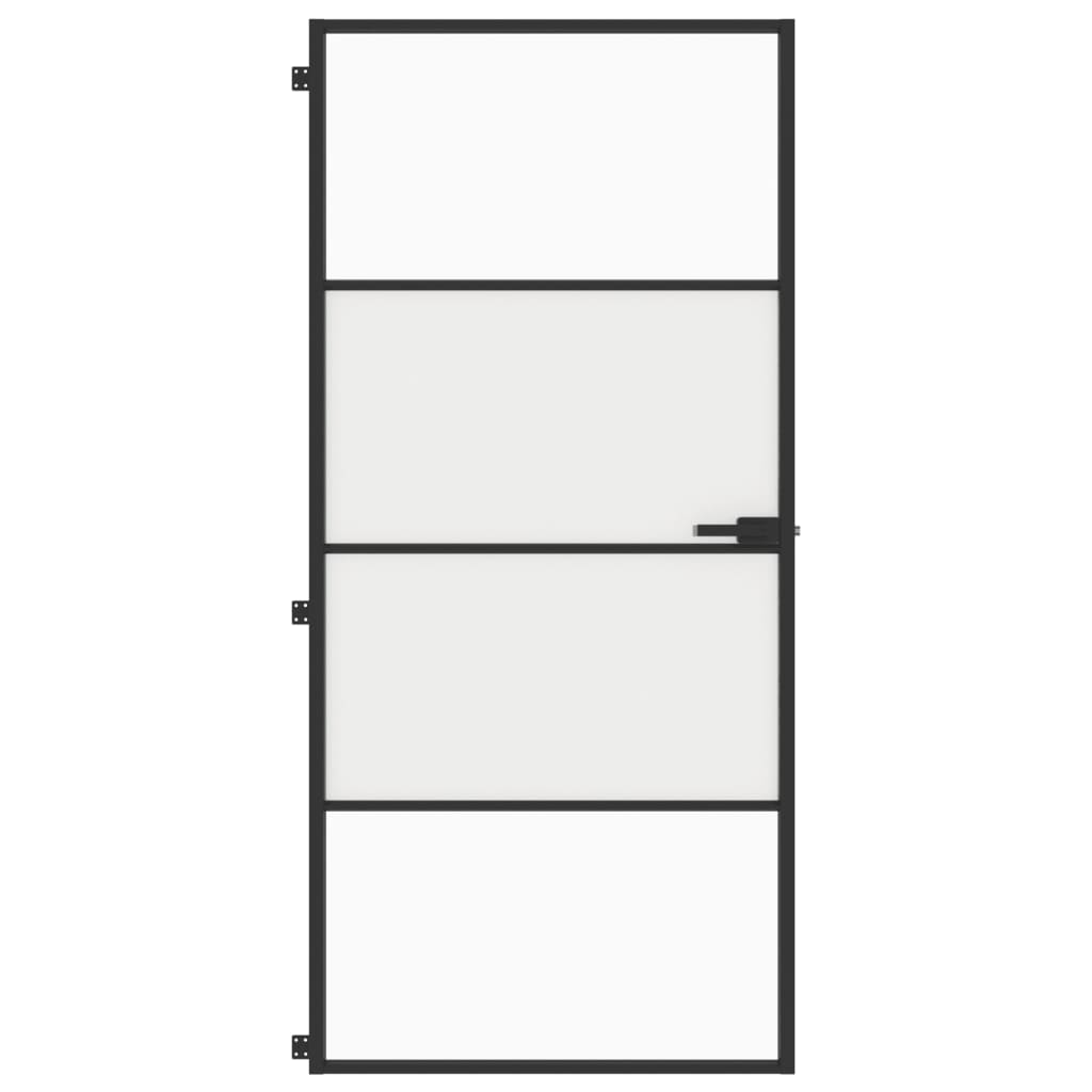 vidaXL Ușă de interior negru 93x201,5 cm sticlă securiz./aluminiu slim vidaXL Ușă de interior negru 93x201,5 cm sticlă securiz./aluminiu slim