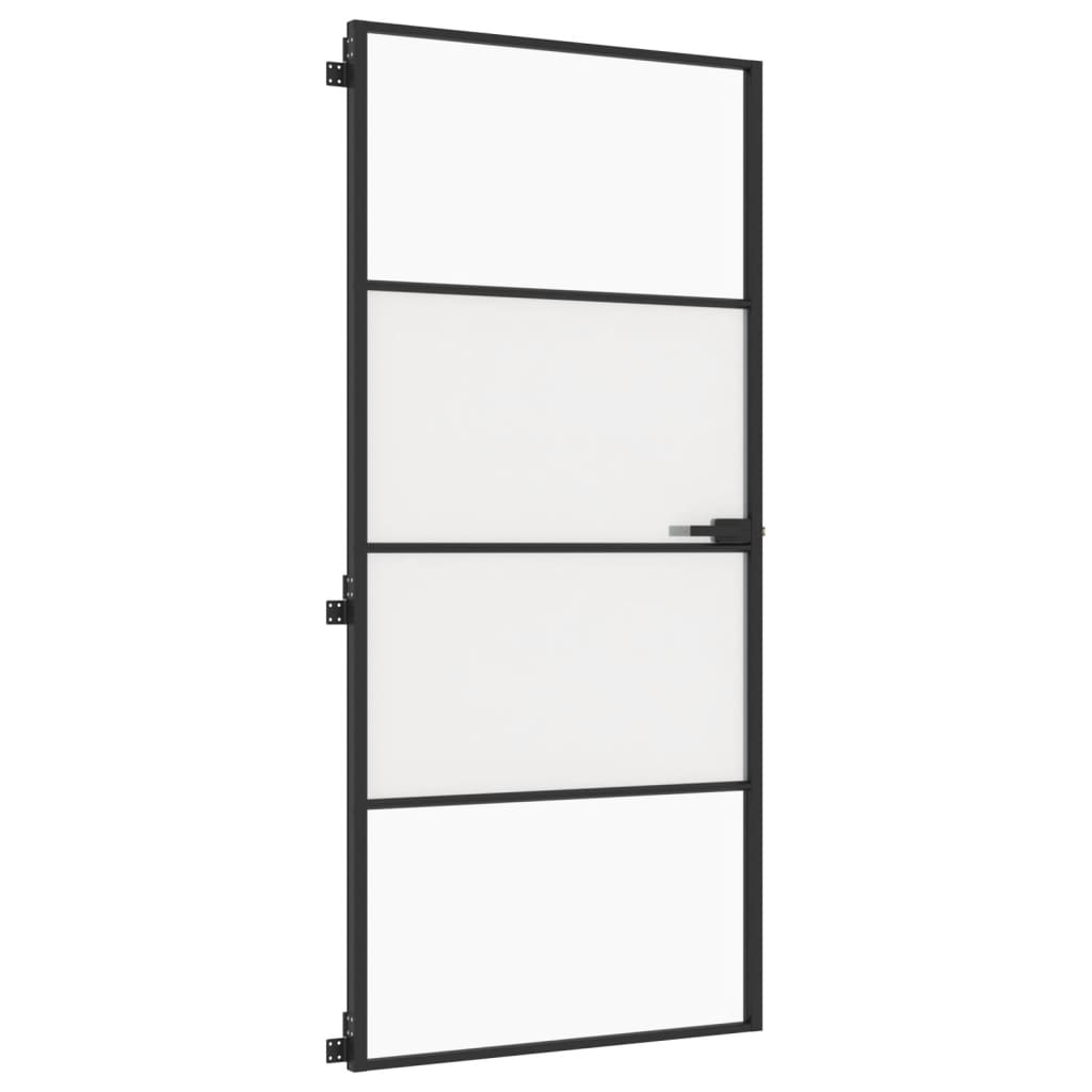 vidaXL Ușă de interior negru 93x201,5 cm sticlă securiz./aluminiu slim vidaXL Ușă de interior negru 93x201,5 cm sticlă securiz./aluminiu slim