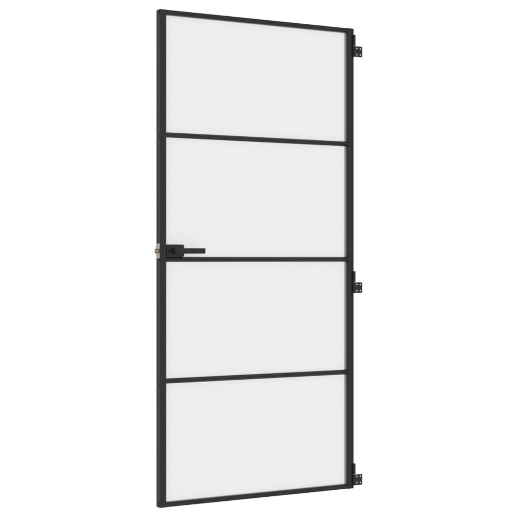 vidaXL Ușă de interior negru 93x201,5 cm sticlă securiz./aluminiu slim vidaXL Ușă de interior negru 93x201,5 cm sticlă securiz./aluminiu slim