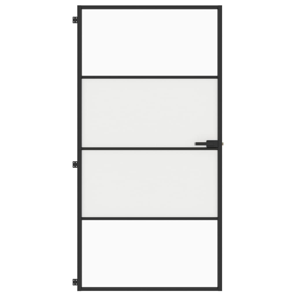 vidaXL Ușă interior negru 102,5x201,5 cm sticlă securiz./aluminiu slim