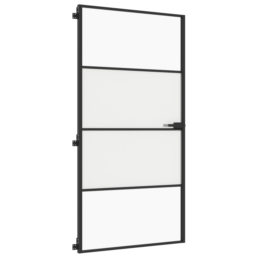 vidaXL Ușă interior negru 102,5x201,5 cm sticlă securiz./aluminiu slim
