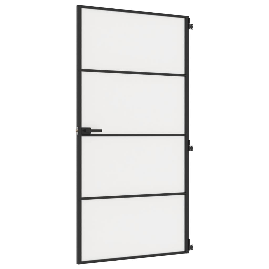 vidaXL Ușă interior negru 102,5x201,5 cm sticlă securiz./aluminiu slim vidaXL Ușă interior negru 102,5x201,5 cm sticlă securiz./aluminiu slim