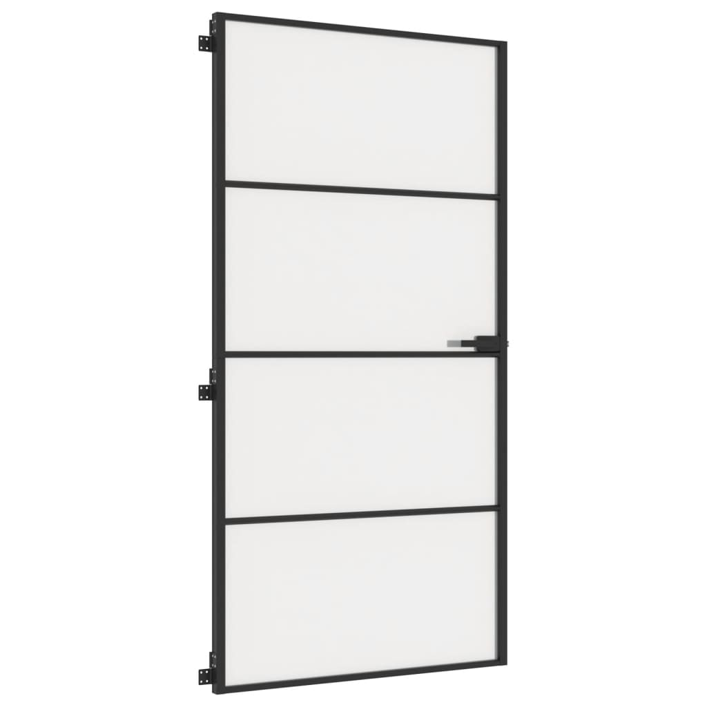 vidaXL Ușă interior negru 102,5x201,5 cm sticlă securiz./aluminiu slim vidaXL Ușă interior negru 102,5x201,5 cm sticlă securiz./aluminiu slim
