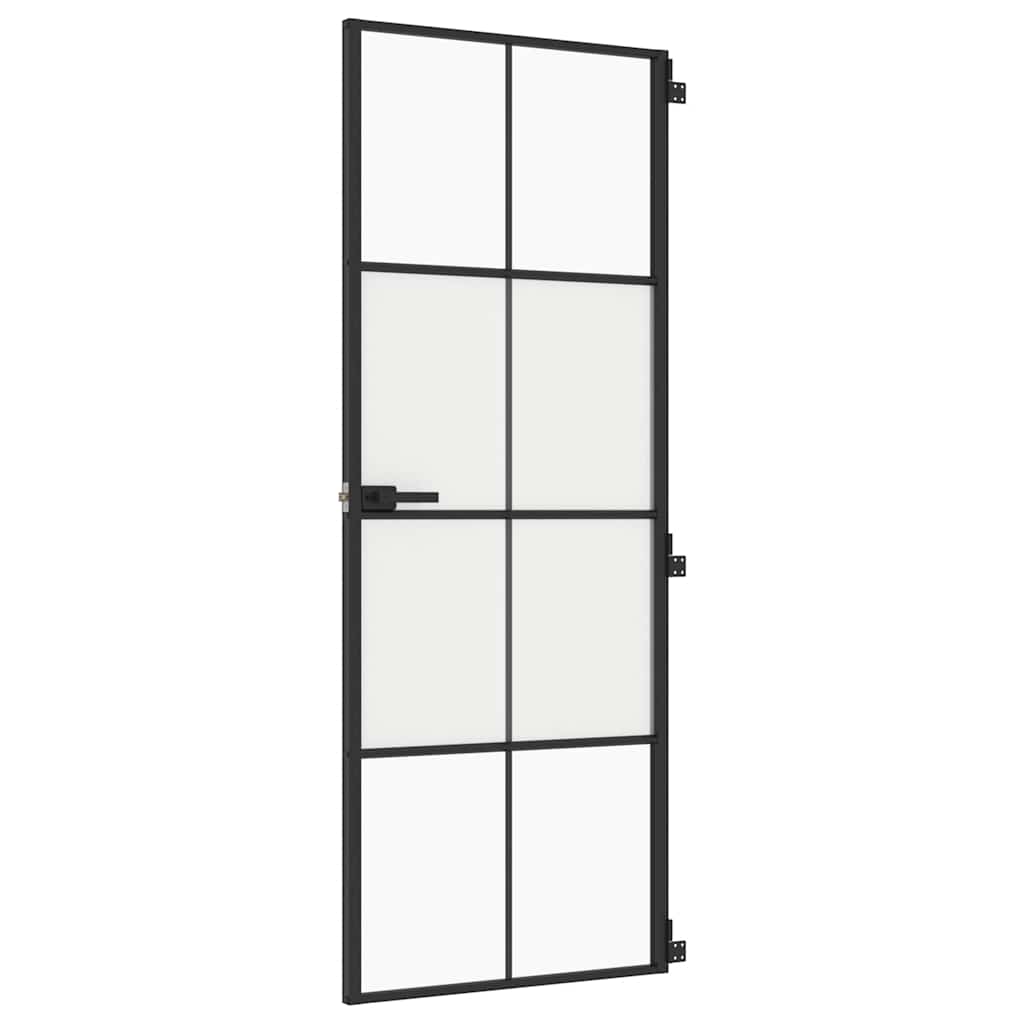 vidaXL Ușă de interior negru 76x201,5 cm sticlă securiz./aluminiu slim