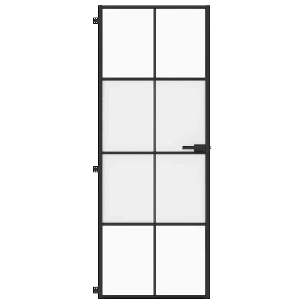 vidaXL Ușă de interior negru 76x201,5 cm sticlă securiz./aluminiu slim