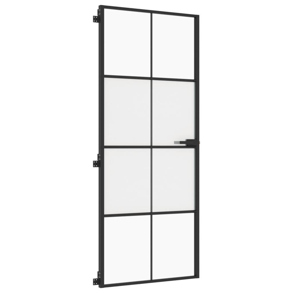 vidaXL Ușă de interior negru 83x201,5 cm sticlă securiz./aluminiu slim