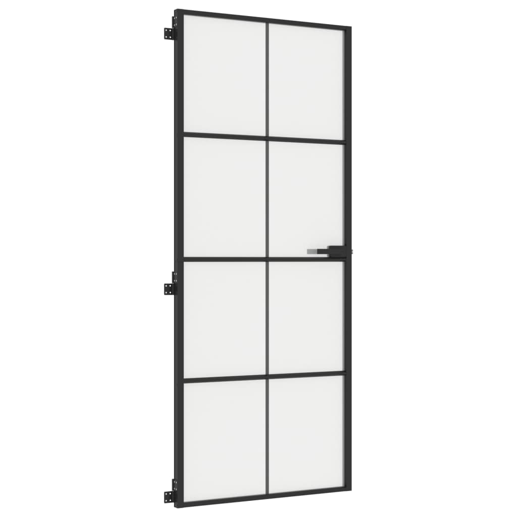 vidaXL Ușă de interior negru 83x201,5 cm sticlă securiz./aluminiu slim