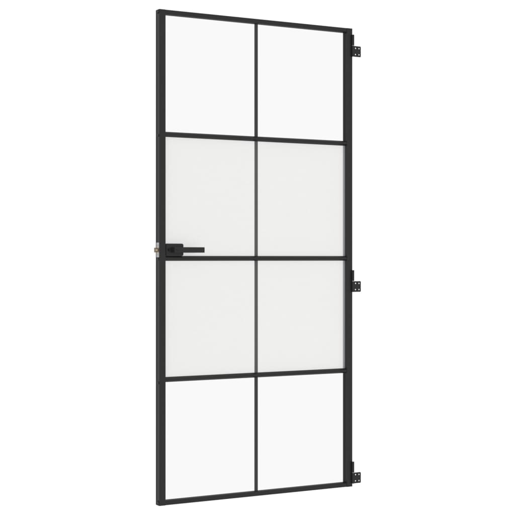 vidaXL Ușă de interior negru 93x201,5 cm sticlă securiz./aluminiu slim vidaXL Ușă de interior negru 93x201,5 cm sticlă securiz./aluminiu slim