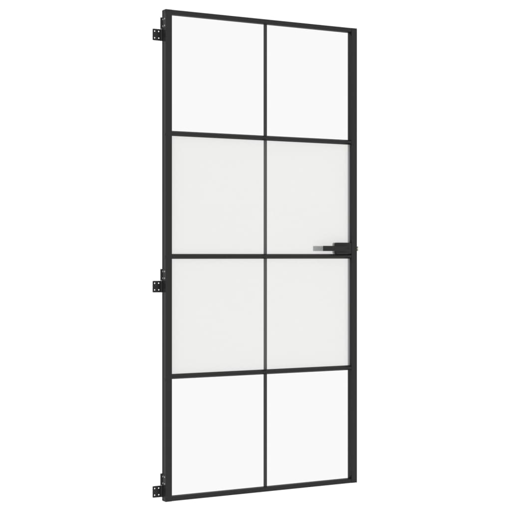 vidaXL Ușă de interior negru 93x201,5 cm sticlă securiz./aluminiu slim vidaXL Ușă de interior negru 93x201,5 cm sticlă securiz./aluminiu slim