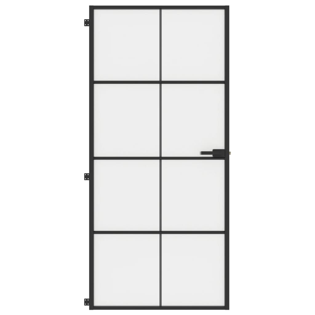 vidaXL Ușă de interior negru 93x201,5 cm sticlă securiz./aluminiu slim vidaXL Ușă de interior negru 93x201,5 cm sticlă securiz./aluminiu slim