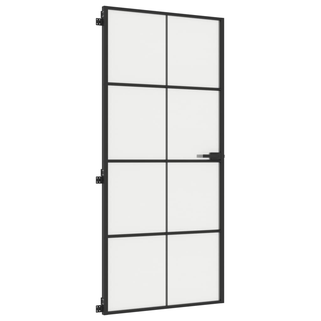 vidaXL Ușă de interior negru 93x201,5 cm sticlă securiz./aluminiu slim vidaXL Ușă de interior negru 93x201,5 cm sticlă securiz./aluminiu slim