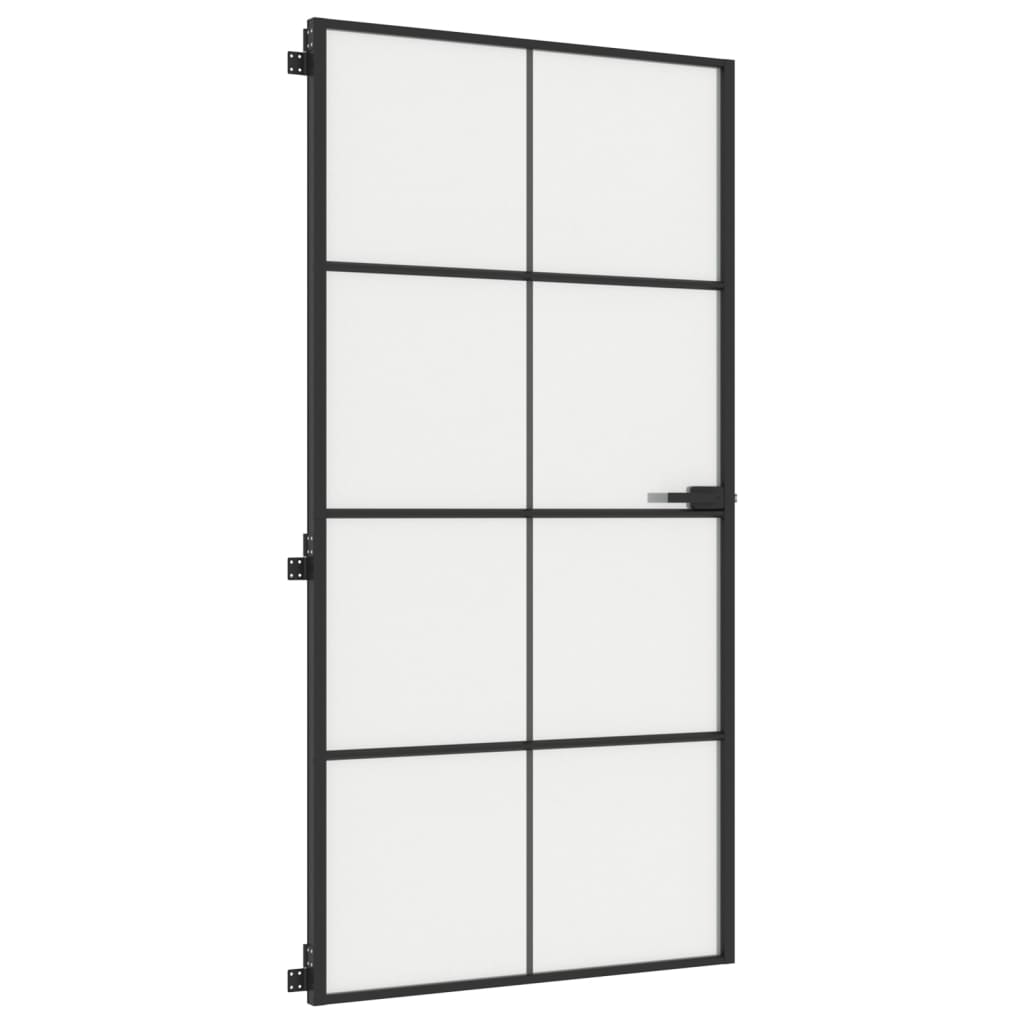 vidaXL Ușă interior negru 102,5x201,5 cm sticlă securiz./aluminiu slim