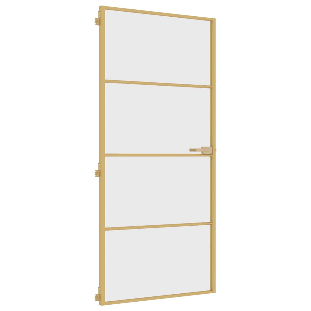 vidaXL Ușă interioară Slim auriu 93x201,5cm sticlă securizată/aluminiu