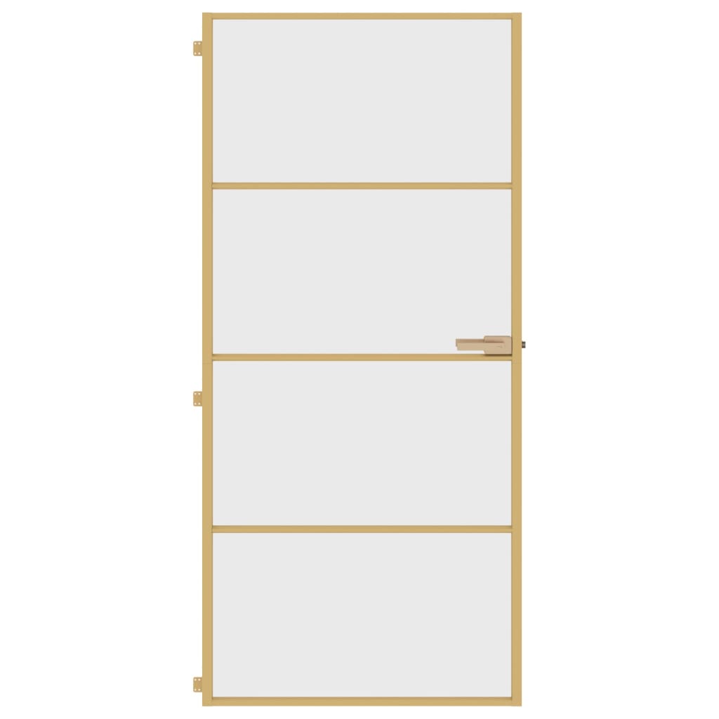 vidaXL Ușă interioară Slim auriu 93x201,5cm sticlă securizată/aluminiu