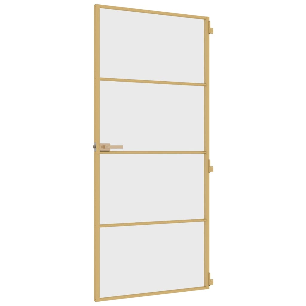vidaXL Ușă interioară Slim auriu 93x201,5cm sticlă securizată/aluminiu