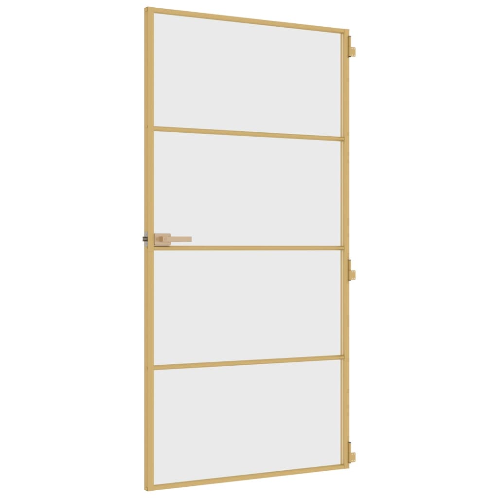 vidaXL Ușă interior Slim auriu 102,5x201,5cm sticlă temperată/aluminiu vidaXL Ușă interior Slim auriu 102,5x201,5cm sticlă temperată/aluminiu