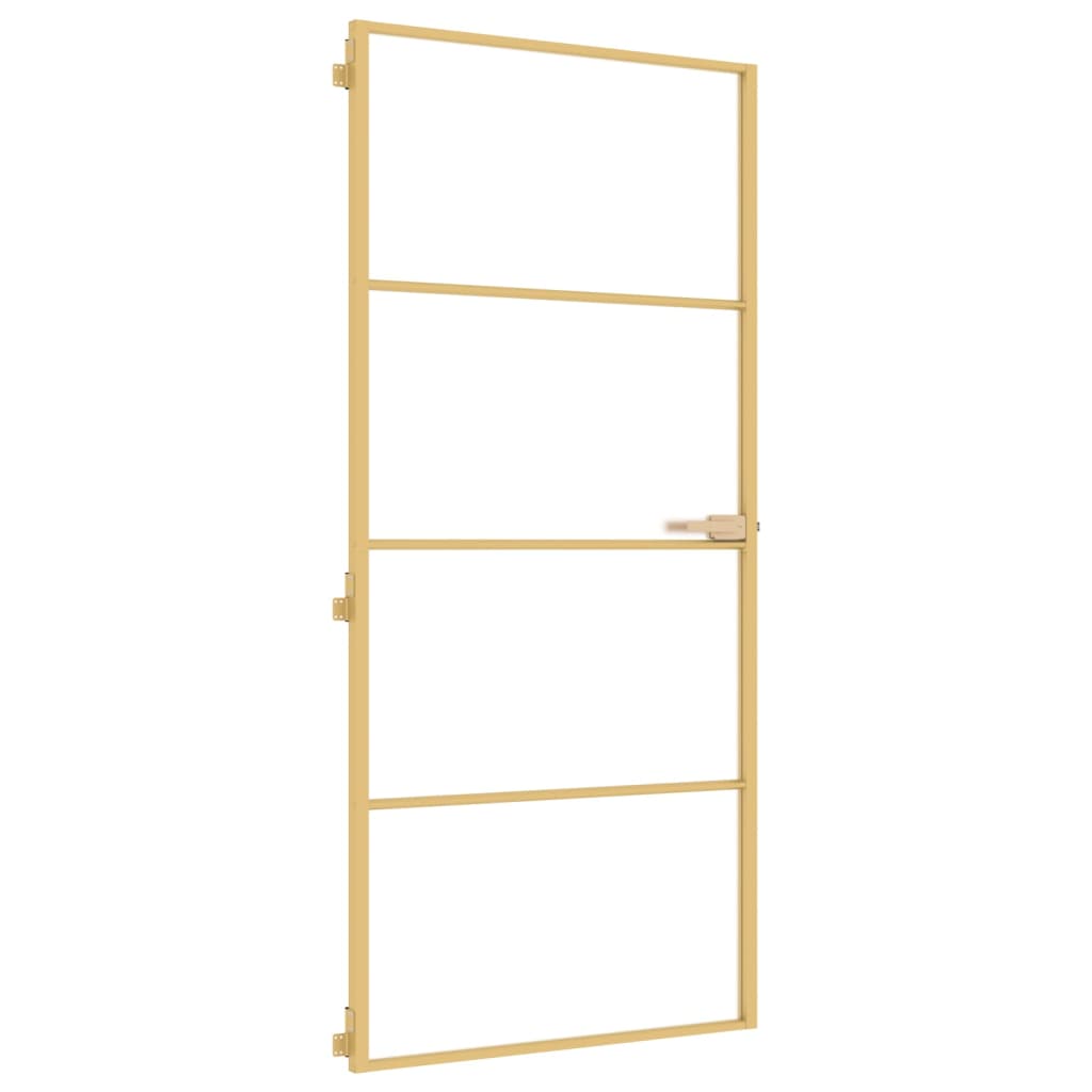vidaXL Ușă interioară Slim auriu 93x201,5cm sticlă securizată/aluminiu