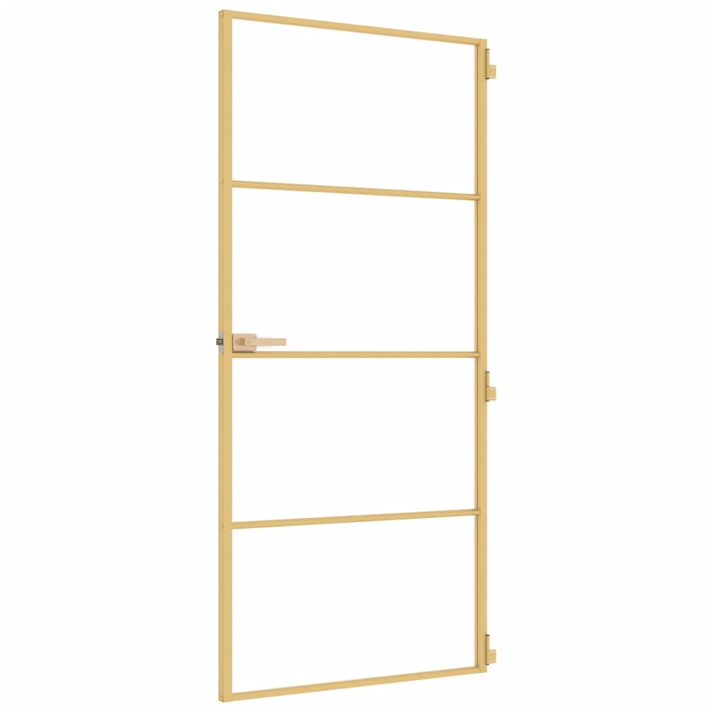 vidaXL Ușă interioară Slim auriu 93x201,5cm sticlă securizată/aluminiu