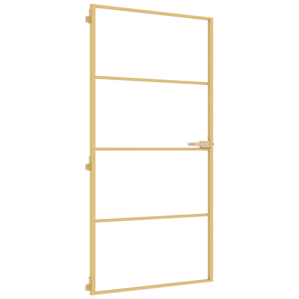 vidaXL Ușă interior Slim auriu 102,5x201,5cm sticlă temperată/aluminiu