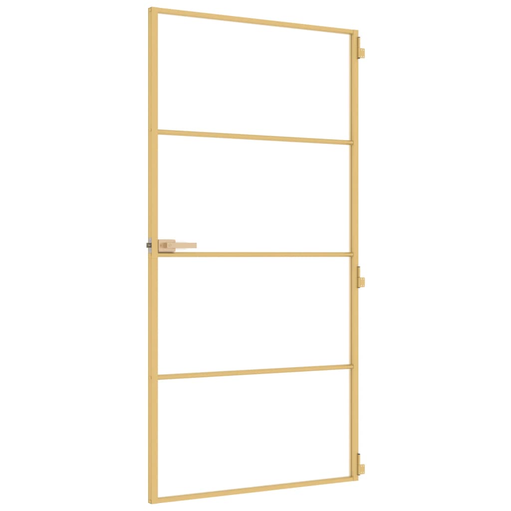 vidaXL Ușă interior Slim auriu 102,5x201,5cm sticlă temperată/aluminiu