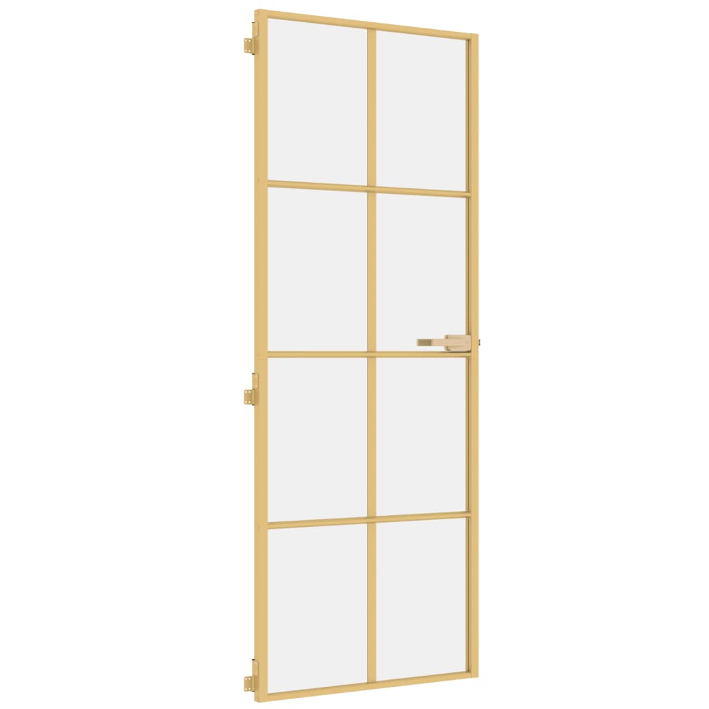 vidaXL Ușă interior Slim auriu 76x201,5 cm sticlă securizată/aluminiu