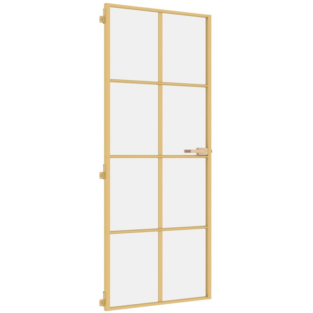 vidaXL Ușă de interior Slim auriu 83x201,5cm sticlă temperată/aluminiu vidaXL Ușă de interior Slim auriu 83x201,5cm sticlă temperată/aluminiu