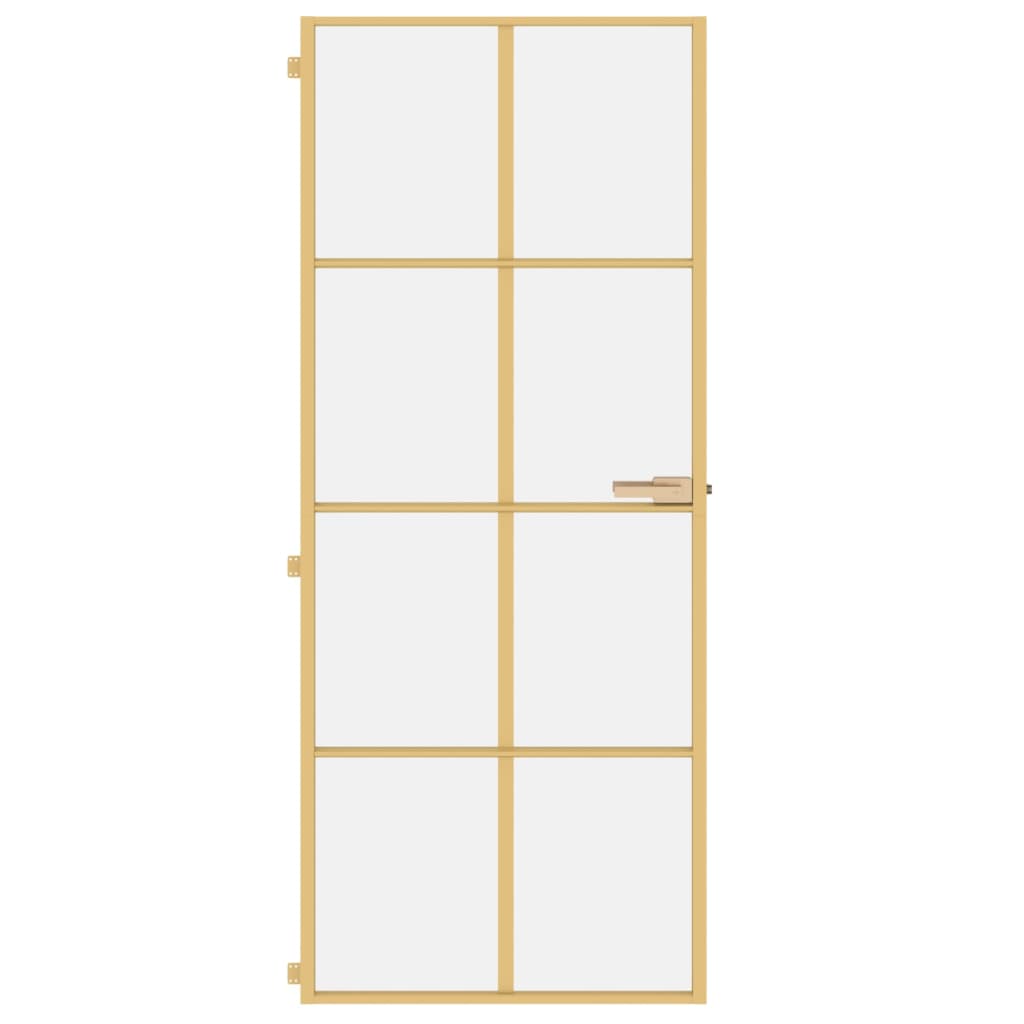 vidaXL Ușă de interior Slim auriu 83x201,5cm sticlă temperată/aluminiu vidaXL Ușă de interior Slim auriu 83x201,5cm sticlă temperată/aluminiu