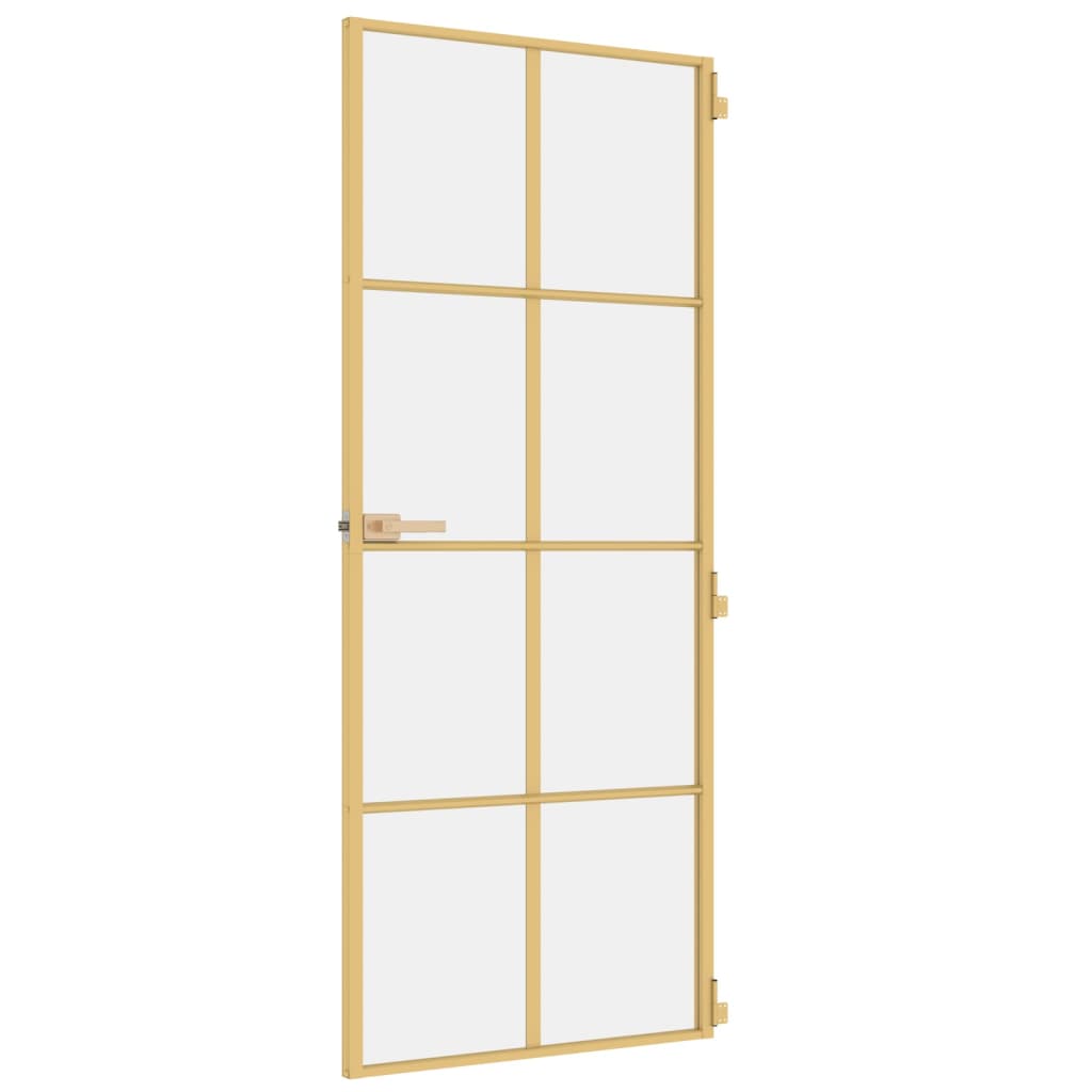 vidaXL Ușă de interior Slim auriu 83x201,5cm sticlă temperată/aluminiu vidaXL Ușă de interior Slim auriu 83x201,5cm sticlă temperată/aluminiu