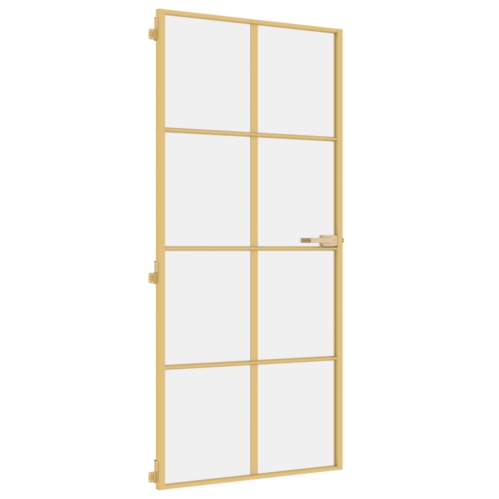 vidaXL Ușă interioară Slim auriu 93x201,5cm sticlă securizată/aluminiu
