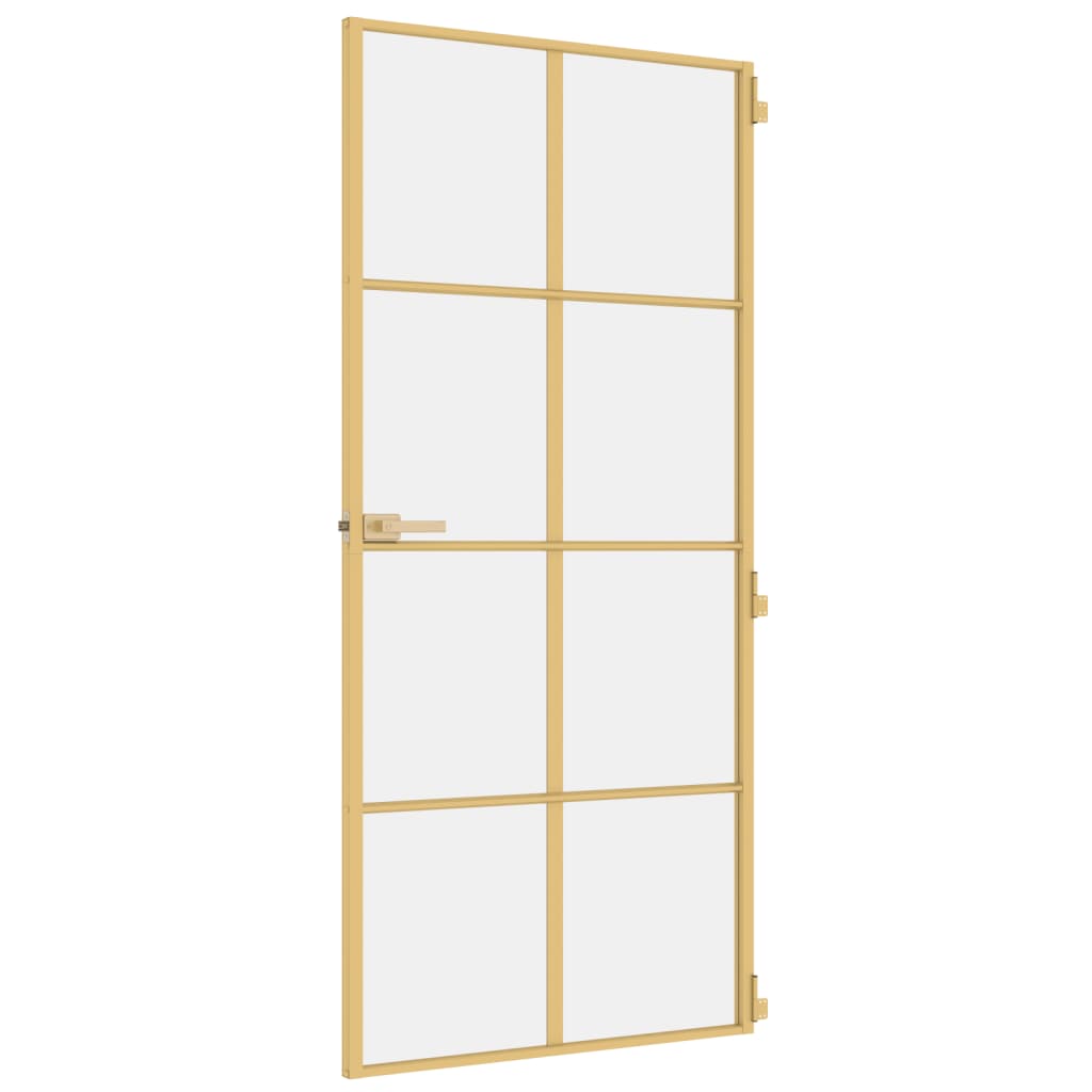 vidaXL Ușă interioară Slim auriu 93x201,5cm sticlă securizată/aluminiu