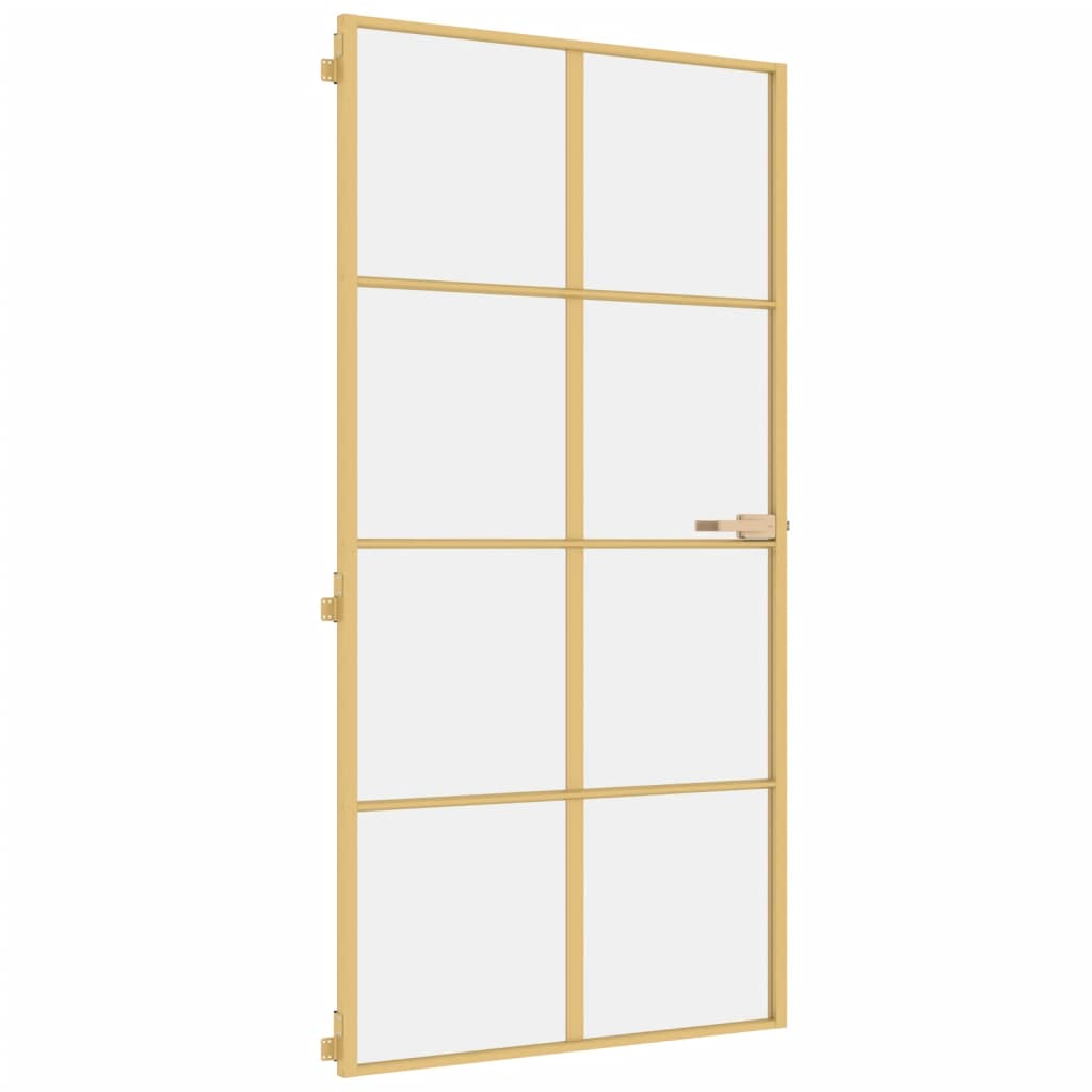 vidaXL Ușă interior Slim auriu 102,5x201,5cm sticlă temperată/aluminiu vidaXL Ușă interior Slim auriu 102,5x201,5cm sticlă temperată/aluminiu