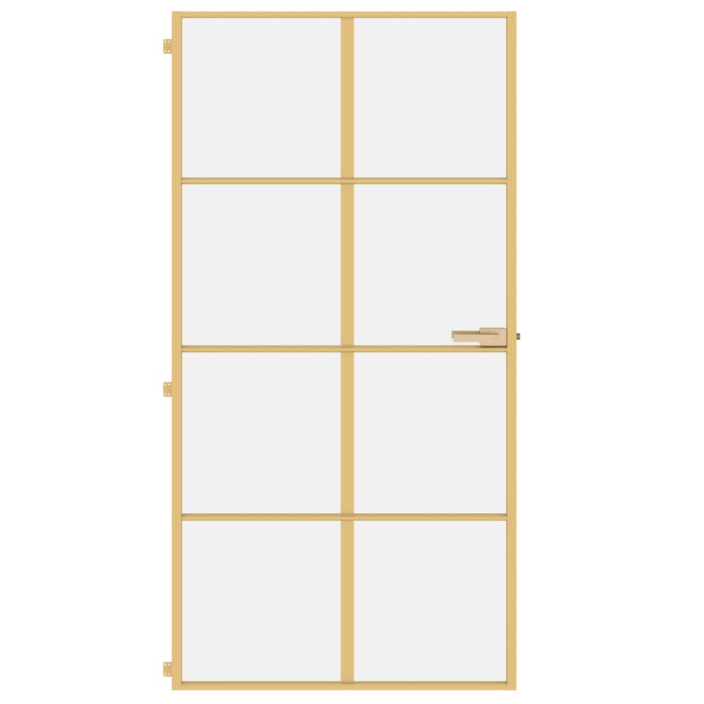 vidaXL Ușă interior Slim auriu 102,5x201,5cm sticlă temperată/aluminiu vidaXL Ușă interior Slim auriu 102,5x201,5cm sticlă temperată/aluminiu