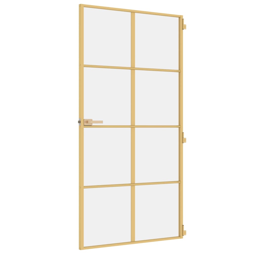 vidaXL Ușă interior Slim auriu 102,5x201,5cm sticlă temperată/aluminiu vidaXL Ușă interior Slim auriu 102,5x201,5cm sticlă temperată/aluminiu