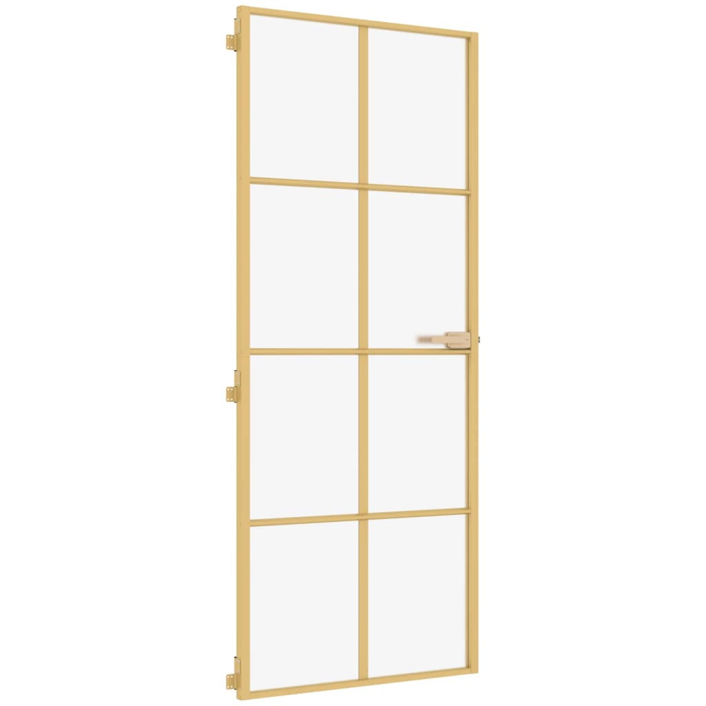vidaXL Ușă de interior Slim auriu 83x201,5cm sticlă temperată/aluminiu vidaXL Ușă de interior Slim auriu 83x201,5cm sticlă temperată/aluminiu