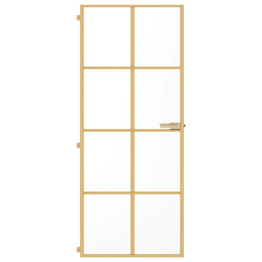 vidaXL Ușă de interior Slim auriu 83x201,5cm sticlă temperată/aluminiu vidaXL Ușă de interior Slim auriu 83x201,5cm sticlă temperată/aluminiu