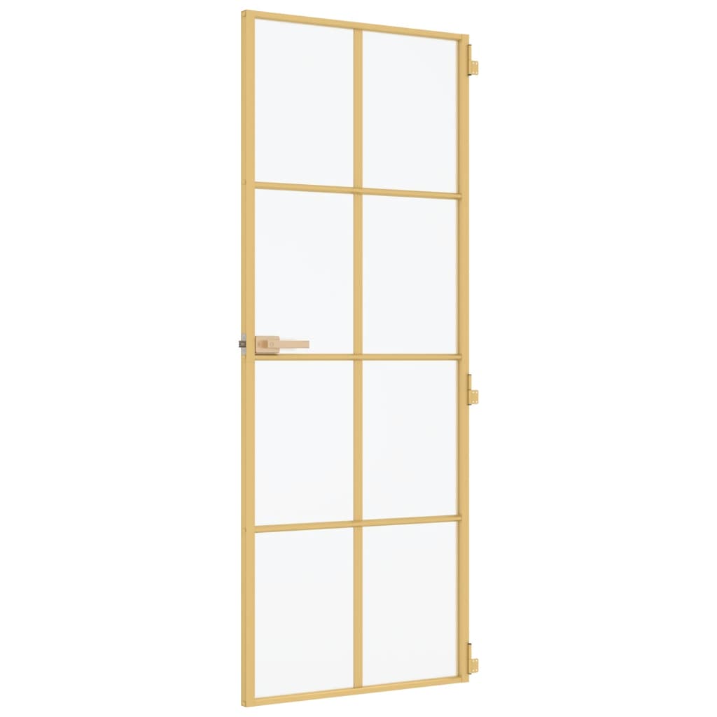 vidaXL Ușă de interior Slim auriu 83x201,5cm sticlă temperată/aluminiu vidaXL Ușă de interior Slim auriu 83x201,5cm sticlă temperată/aluminiu