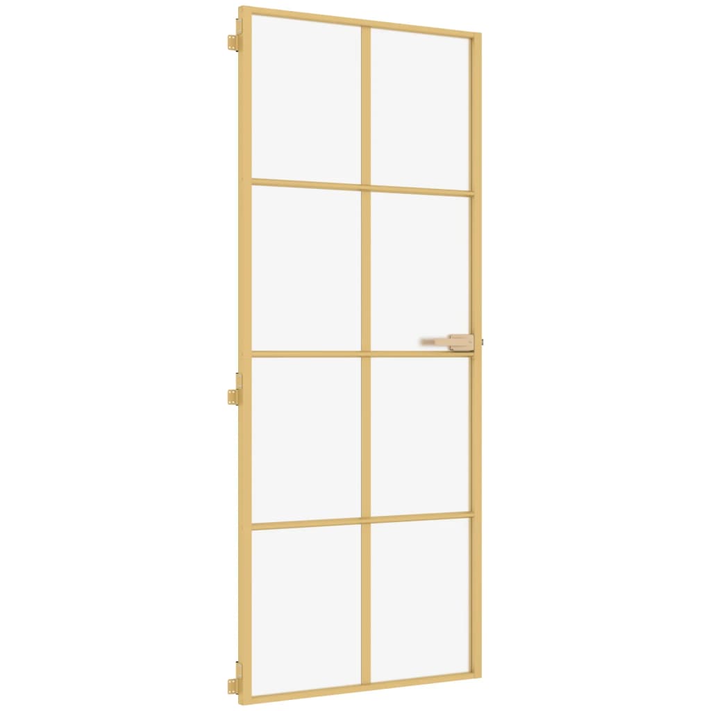 vidaXL Ușă interioară Slim auriu 93x201,5cm sticlă securizată/aluminiu vidaXL Ușă interioară Slim auriu 93x201,5cm sticlă securizată/aluminiu